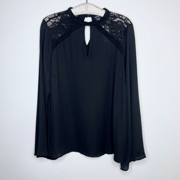 Torrid Womens Long Sleeve Blouse Plus Size 1X Lace Chiffon Flared Long Sleeve 1 - Picture 1 of 8